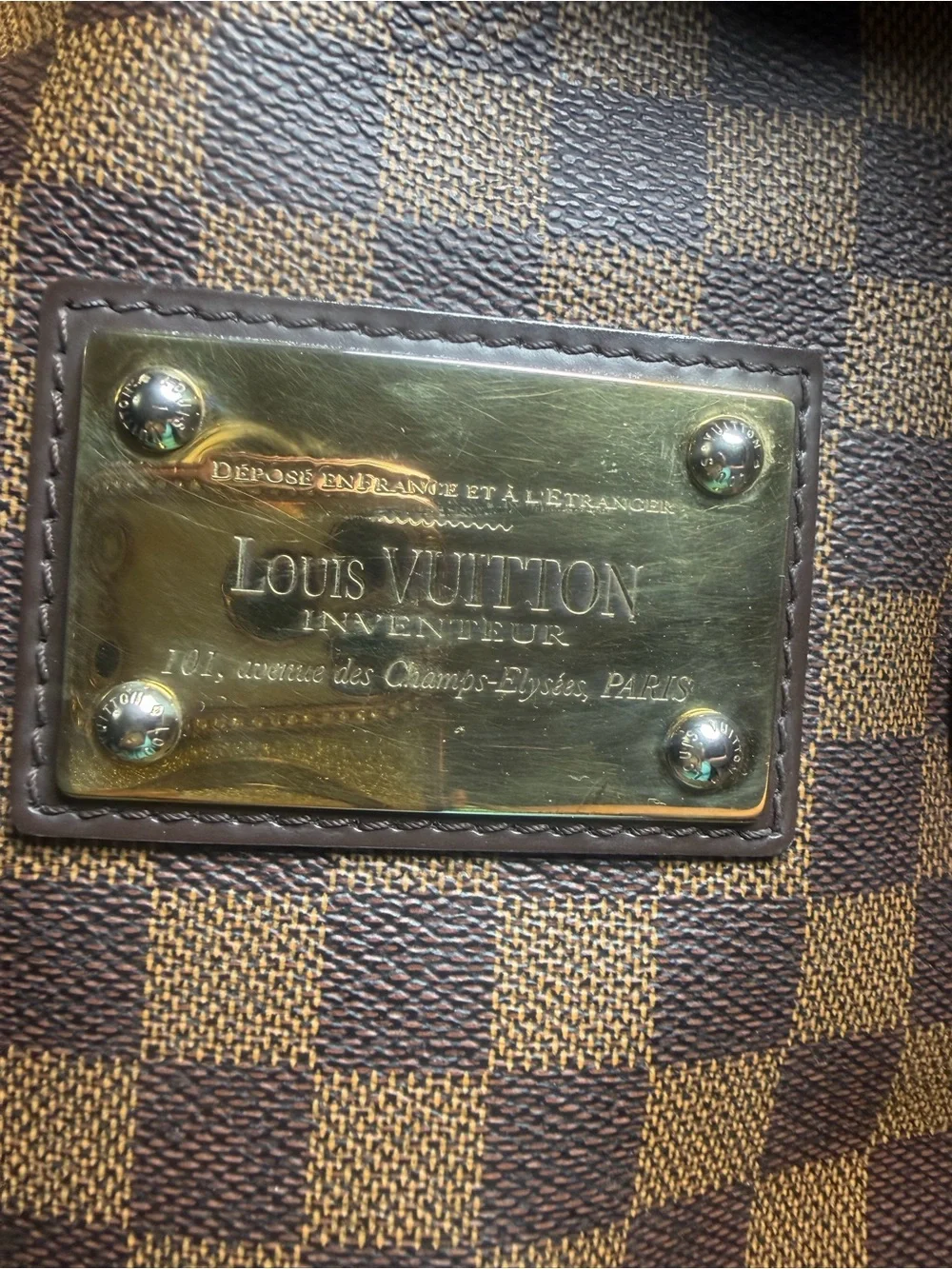 Louis Vuitton Brown Damier Shoulder Bag with Red Interior